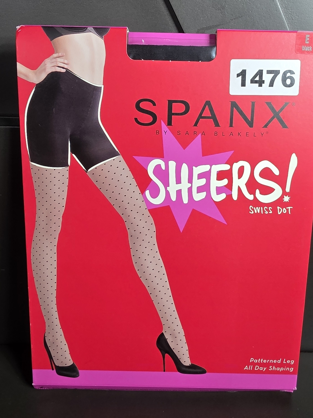 SPANX Sheers Swiss Dot Patterned Leg Hosiery - Black Size E